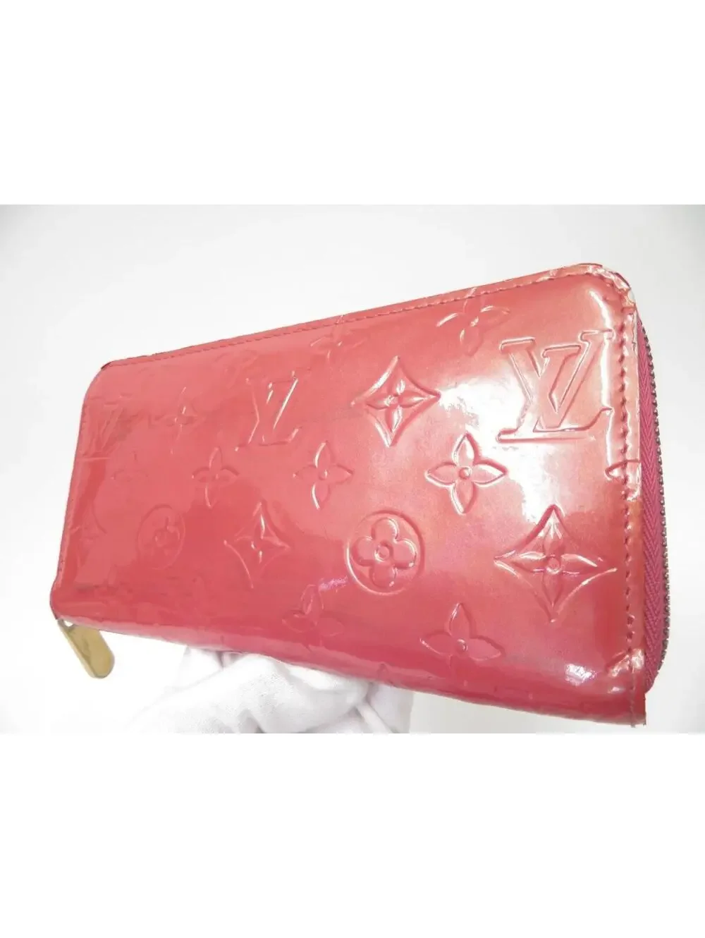 $970 Louis Vuitton Vernis Zippy Wallet Rose Litchi - Picture 14 of 15